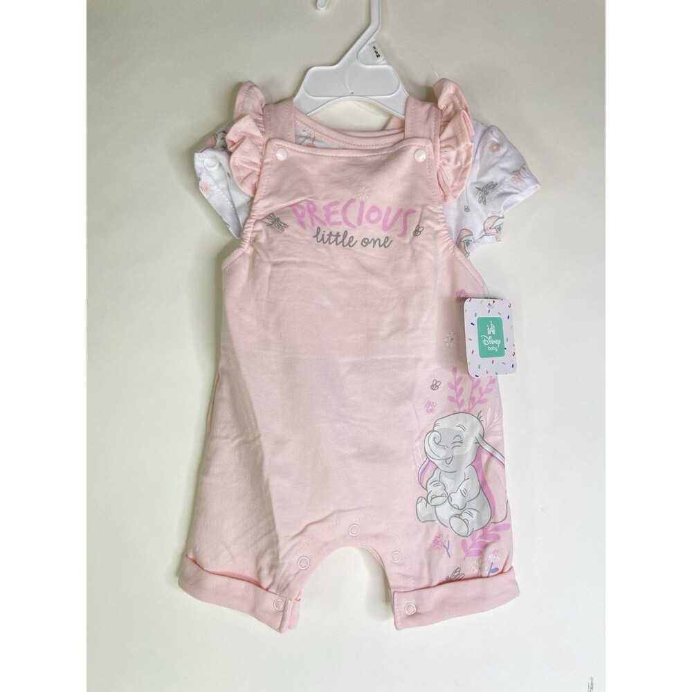 Disney Dumbo 2 Piece Set Romper Overalls and Bodysuit Baby Girls 3-6 Months